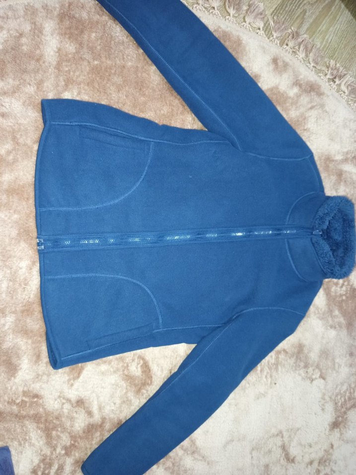 Fermuarlı Mavi Kadın Polar Ceket - Görsel 5