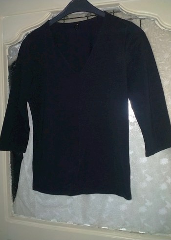 Kadın Siyah V Yaka Uzun Kollu Gömlek - Görsel 3