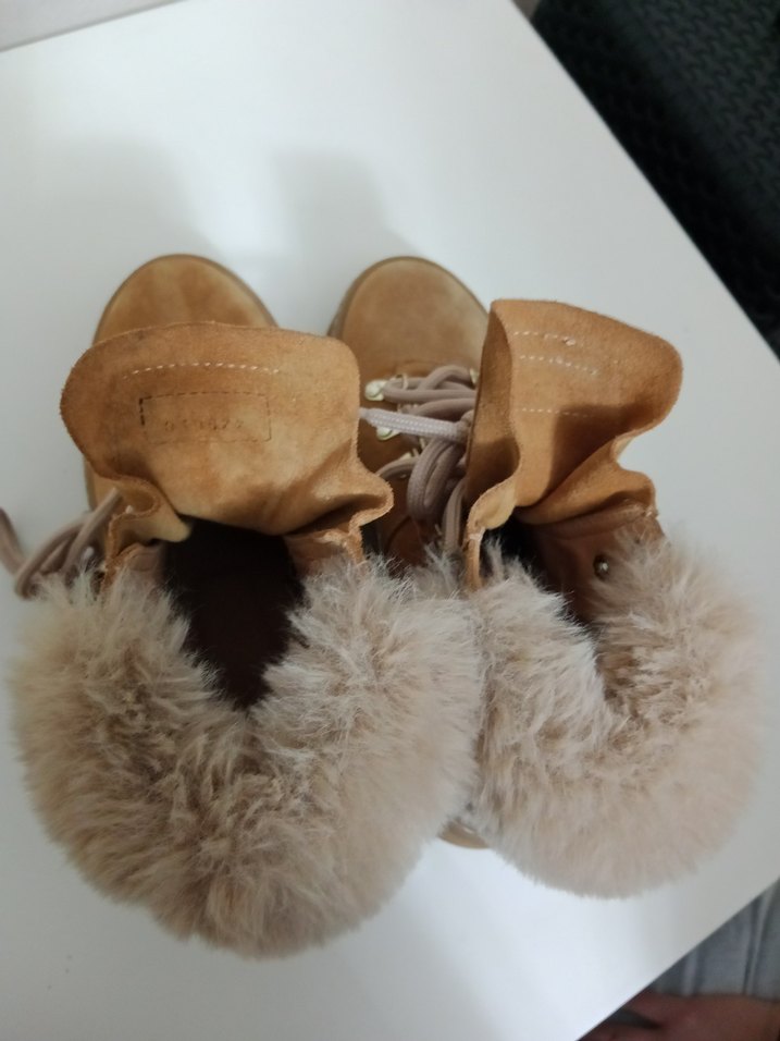 Bej Süet Kürklü Platform Topuklu Kadın Bot - Görsel 3