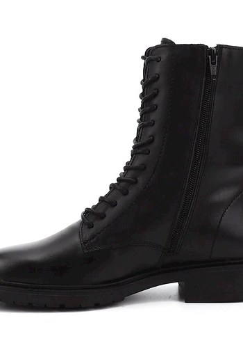 Siyah Deri Bağcıklı Uzun Bot - Görsel 3