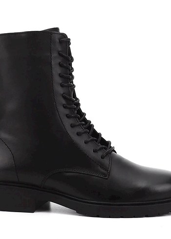 Siyah Deri Bağcıklı Uzun Bot - Görsel 2