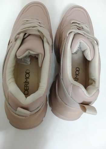 Bej Bağcıklı Kadın Spor Ayakkabı - Görsel 3