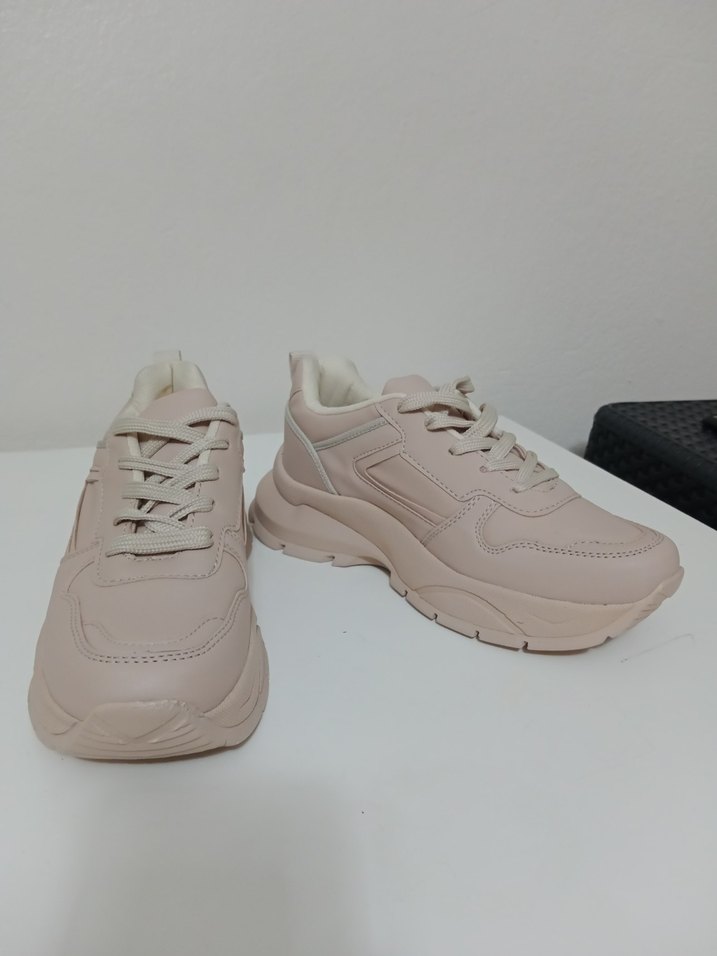 Bej Bağcıklı Kadın Spor Ayakkabı - Görsel 2