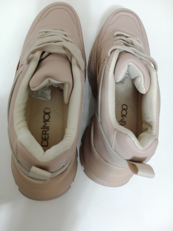 Bej Bağcıklı Kadın Spor Ayakkabı - Görsel 3