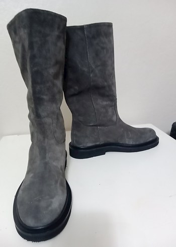 Gri Süet Kadın Çizme - Görsel 3
