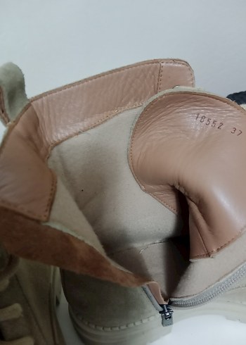 Bej Süet Kadın Bot, Kalın Topuklu - Görsel 6