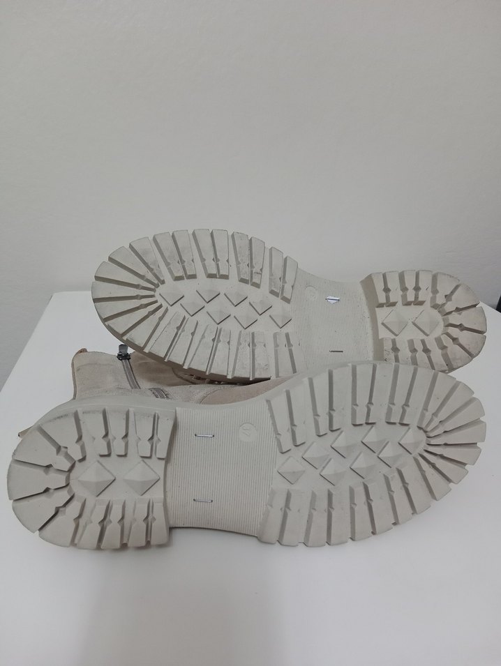 Bej Süet Kadın Bot, Kalın Topuklu - Görsel 5