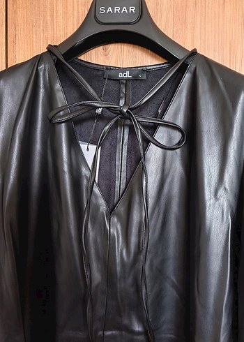 Siyah Deri Midi Kadın Elbise - Görsel 9