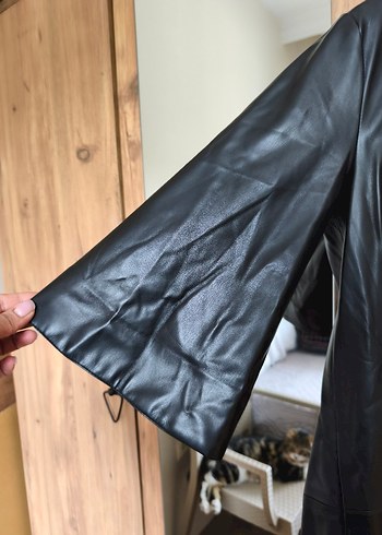 Siyah Deri Midi Kadın Elbise - Görsel 3