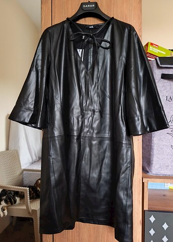 Siyah Deri Midi Kadın Elbise - Görsel 10