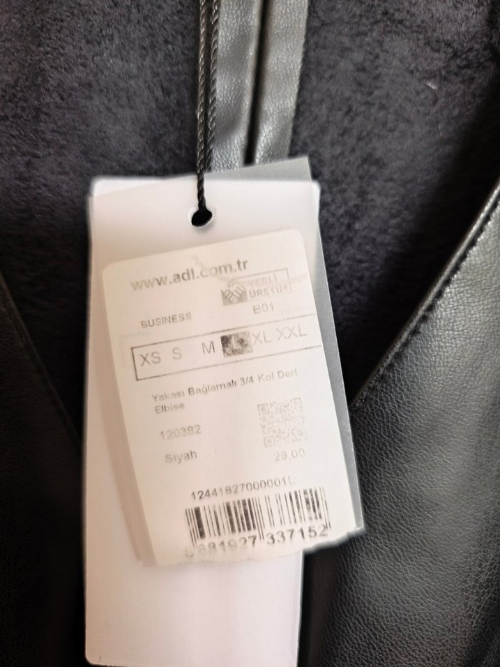 Siyah Deri Midi Kadın Elbise - Görsel 5