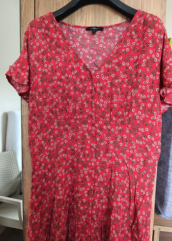 Kısa Kollu Kırmızı Bohem Elbise - Görsel 3