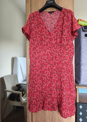 Kısa Kollu Kırmızı Bohem Elbise - Görsel 7