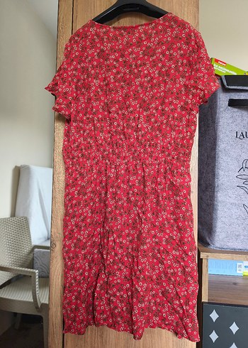 Kısa Kollu Kırmızı Bohem Elbise - Görsel 4