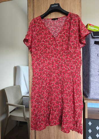 Kısa Kollu Kırmızı Bohem Elbise - Görsel 2