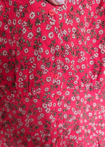 Kısa Kollu Kırmızı Bohem Elbise - Görsel 6