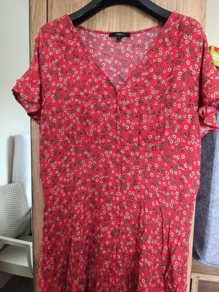 Kısa Kollu Kırmızı Bohem Elbise - Görsel 3