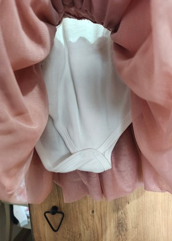 Pudra Renkli Kız Çocuk Fırfırlı Elbise - Görsel 4