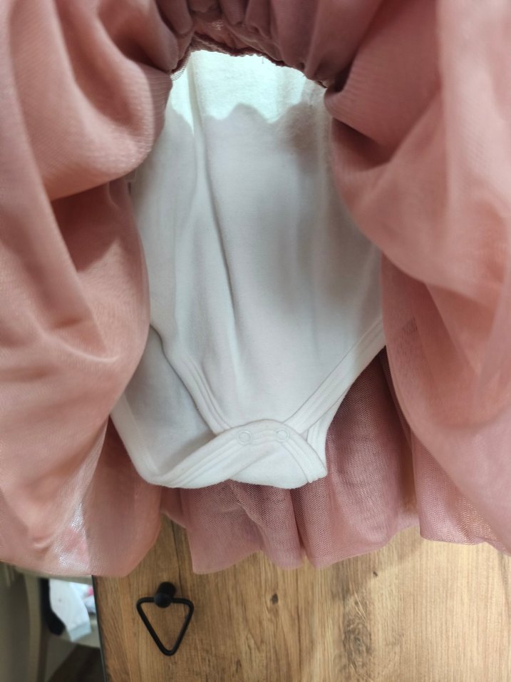 Pudra Renkli Kız Çocuk Fırfırlı Elbise - Görsel 4