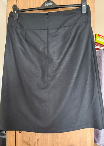 Kadın Siyah Kemerli Midi Blazer Ceket-Etek takım - Görsel 11