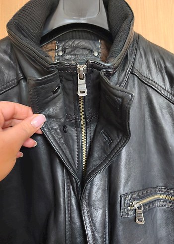 Siyah Deri Biker Ceket - Görsel 6