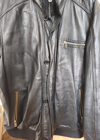 Siyah Deri Biker Ceket - Görsel 4