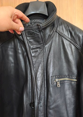 Siyah Deri Biker Ceket - Görsel 5