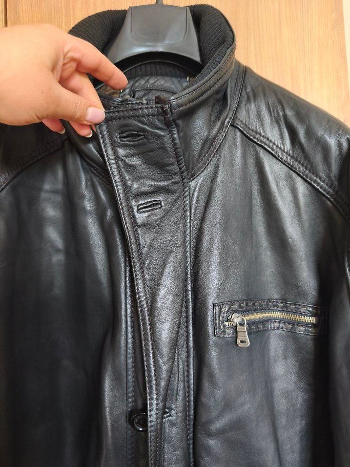 Siyah Deri Biker Ceket - Görsel 5