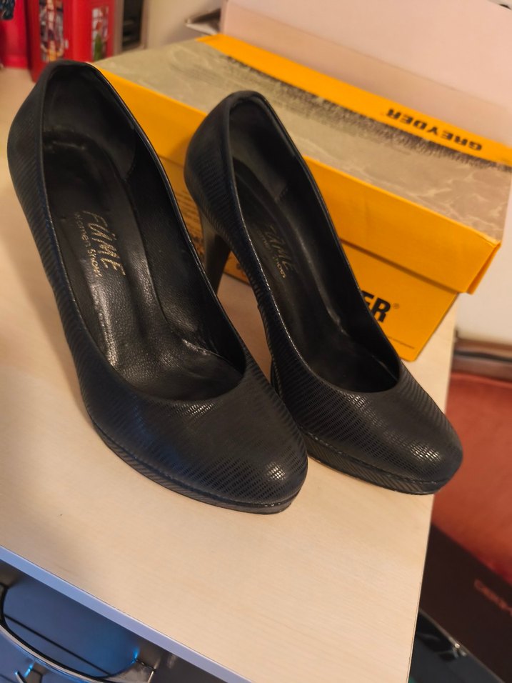 Siyah Yılan Desenli Stiletto Topuklu Kadın Ayakkabı - Görsel 4