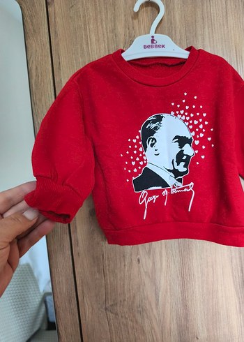 Kırmızı Atatürk Baskılı bebek Sweatshirt - Görsel 2