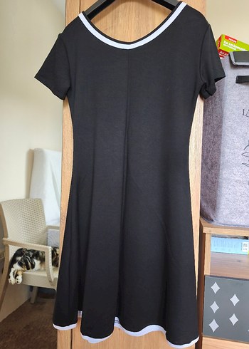 Kısa Kollu Siyah Midi Elbise - Görsel 2