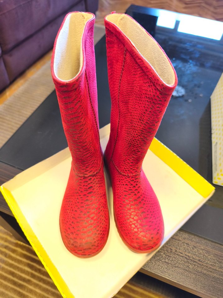 Kırmızı Yılan Desenli Kadın Yağmur Çizmesi - Görsel 4