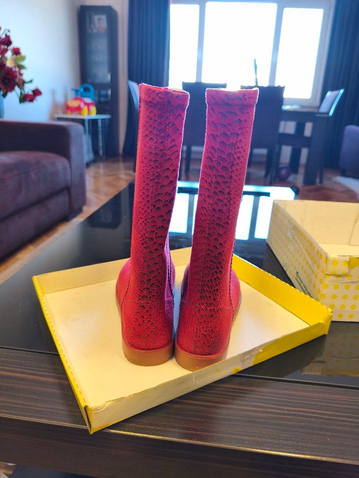 Kırmızı Yılan Desenli Kadın Yağmur Çizmesi - Görsel 3