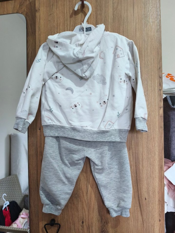 Gri Baskılı Erkek Bebek 3'lü Takım - Görsel 2