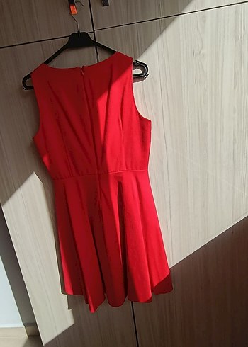 Kolsuz Kırmızı Mini Elbise - Görsel 3