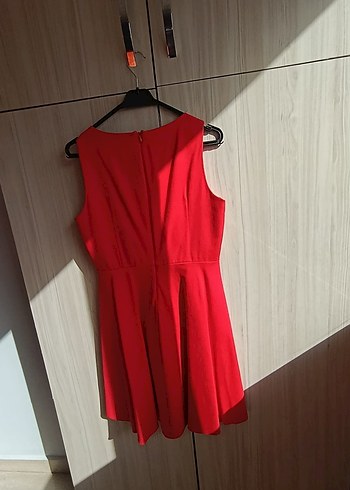 Kolsuz Kırmızı Mini Elbise - Görsel 5