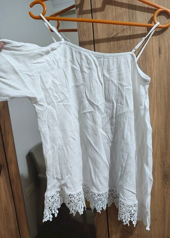 Dantel Detaylı Beyaz Bohem Uzun Kollu Bluz - Görsel 2