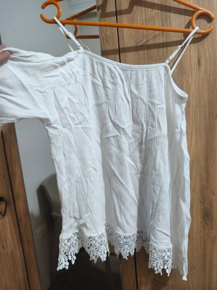 Dantel Detaylı Beyaz Bohem Uzun Kollu Bluz - Görsel 2