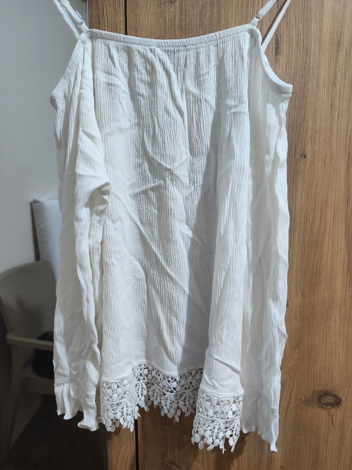 Dantel Detaylı Beyaz Bohem Uzun Kollu Bluz - Görsel 4