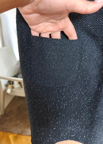 Düğmeli Siyah Midi Yün Kadın Elbise - Görsel 8