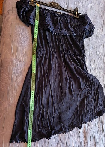 Lacivert Bohem Straplez Nakışlı Elbise - Görsel 6