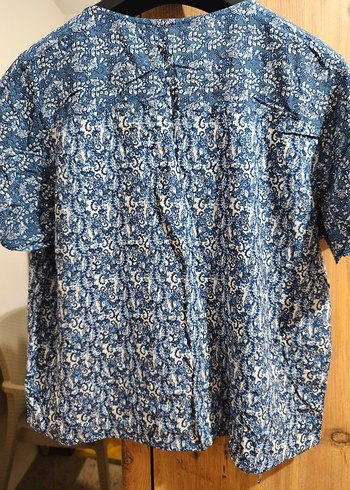 Bohem Mavi Batik Desenli Kadın Kot Bluz - Görsel 3