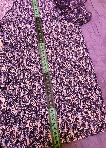 Bohem Mavi Batik Desenli Kadın Kot Bluz - Görsel 5