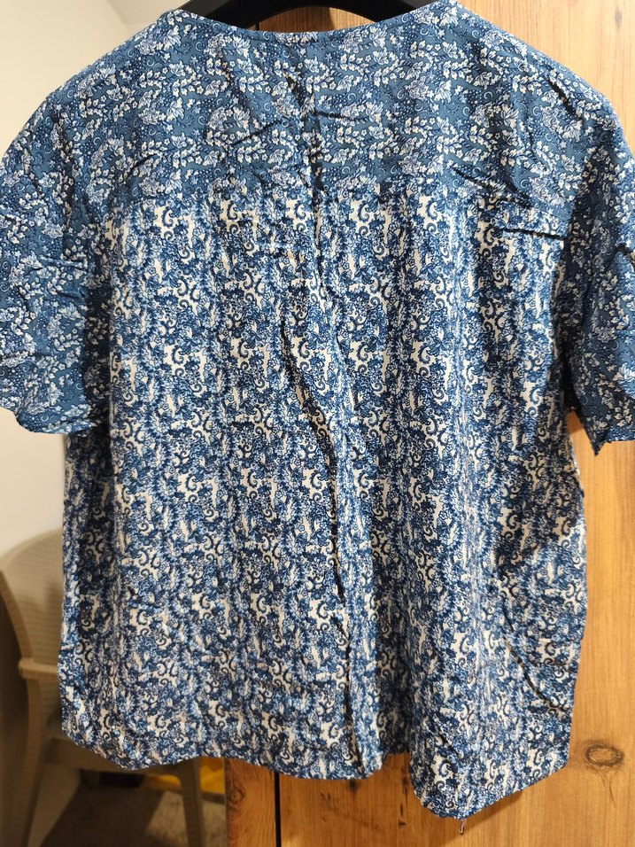 Bohem Mavi Batik Desenli Kadın Kot Bluz - Görsel 3