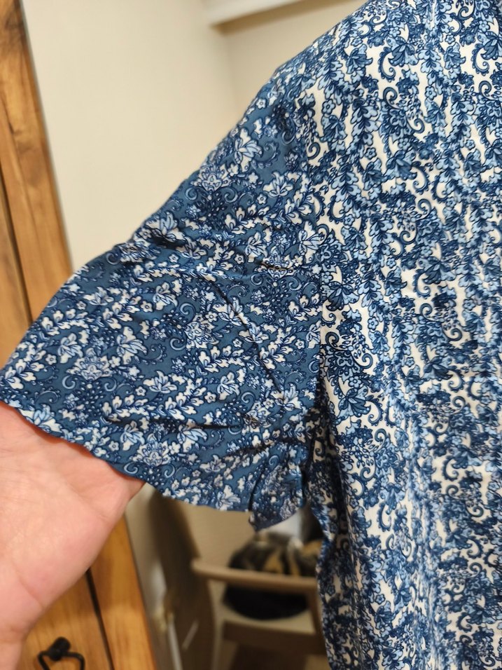 Bohem Mavi Batik Desenli Kadın Kot Bluz - Görsel 2