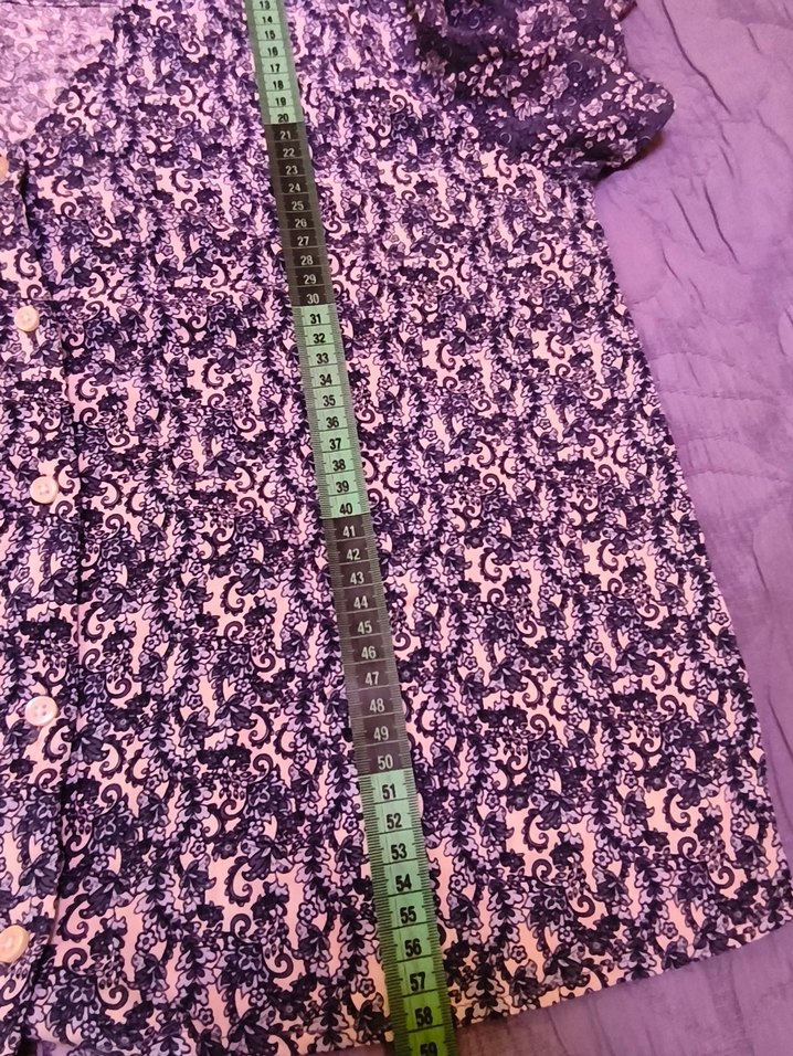 Bohem Mavi Batik Desenli Kadın Kot Bluz - Görsel 5