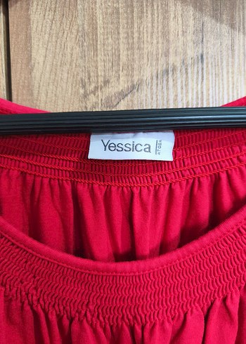 Kırmızı Pamuklu Bohem Kısa Kollu Bluz - Görsel 3