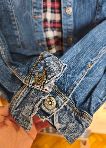 Düğmeli Mavi Kadın Denim Ceket - Görsel 2