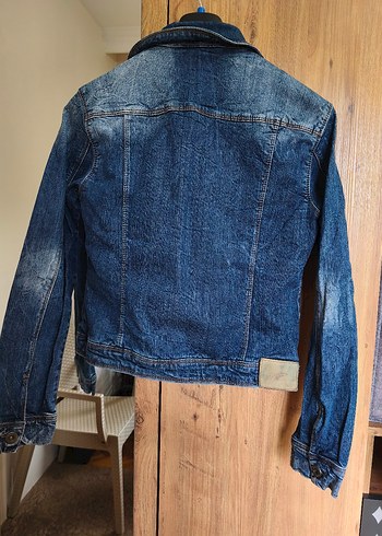 Düğmeli Mavi Kadın Denim Ceket - Görsel 4