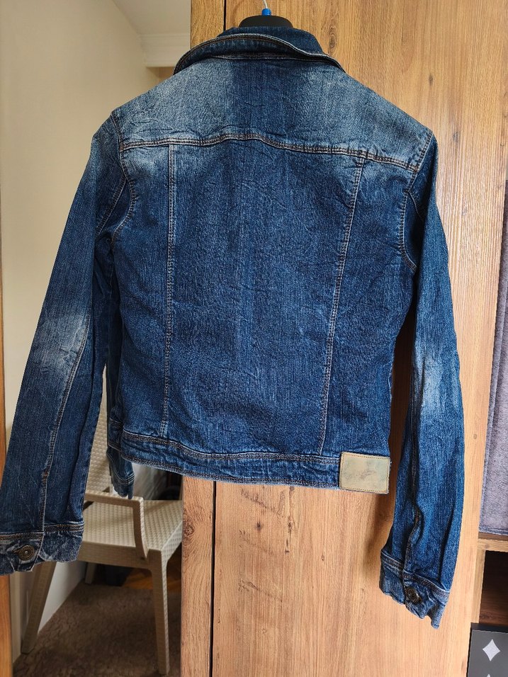 Düğmeli Mavi Kadın Denim Ceket - Görsel 4